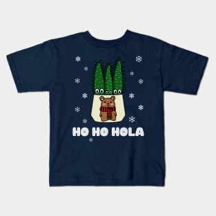 Ho Ho Hola - Eves Pin Cacti In Christmas Bear Pot Kids T-Shirt